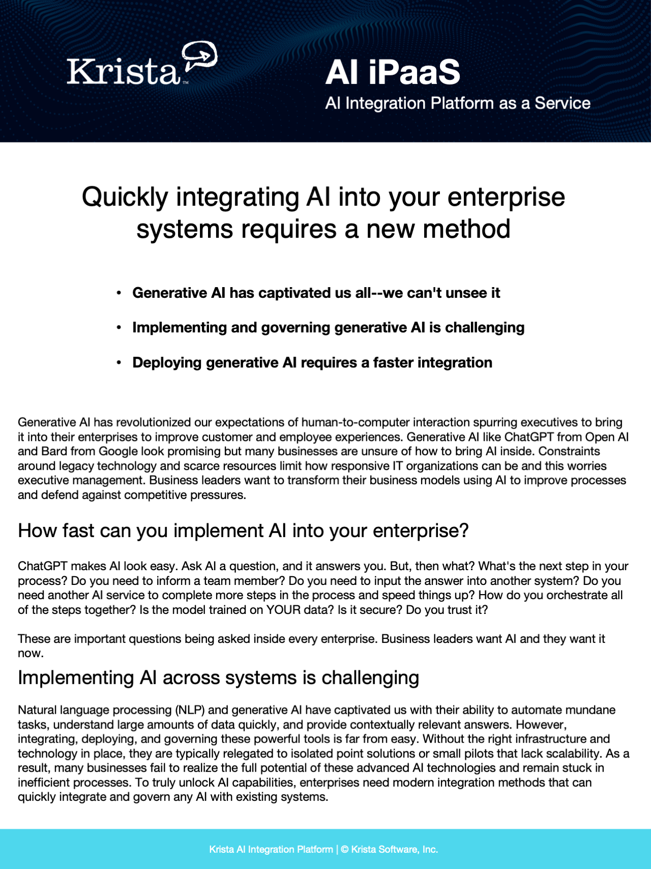 cover image of AI integration data sheet